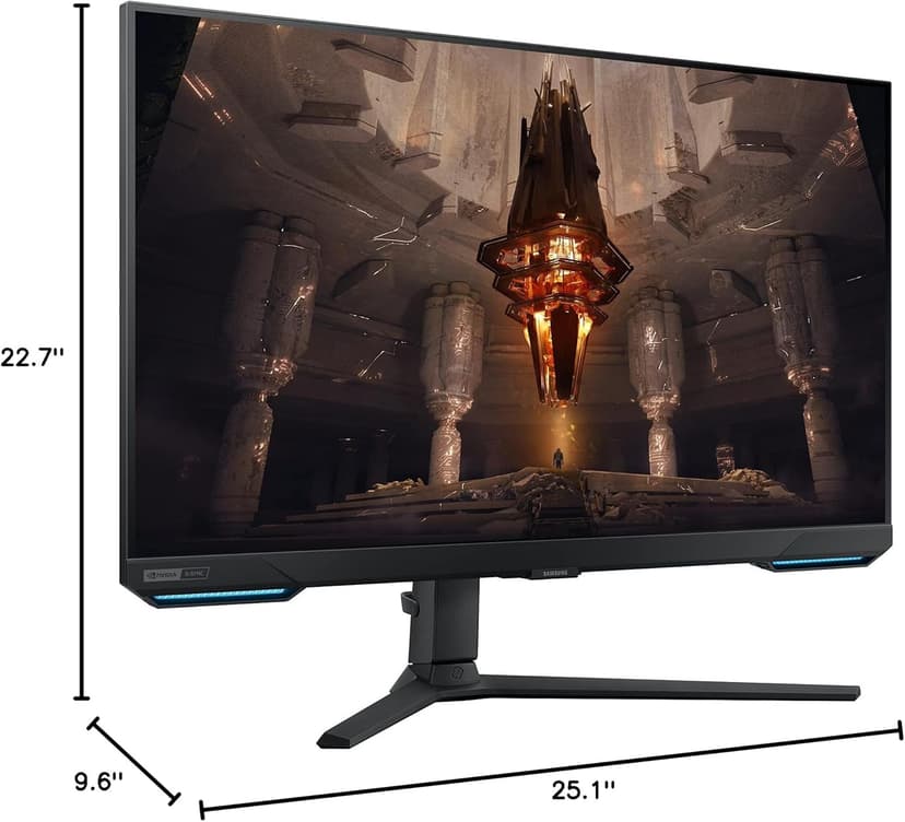 SAMSUNG 28” Odyssey G70B Series 4K UHD Gaming Monitor, IPS Panel, 144Hz, 1ms, HDR 400, G-Sync and FreeSync Premium Pro Compatible, Ultrawide Game View, LS28BG702ENXGO, Black