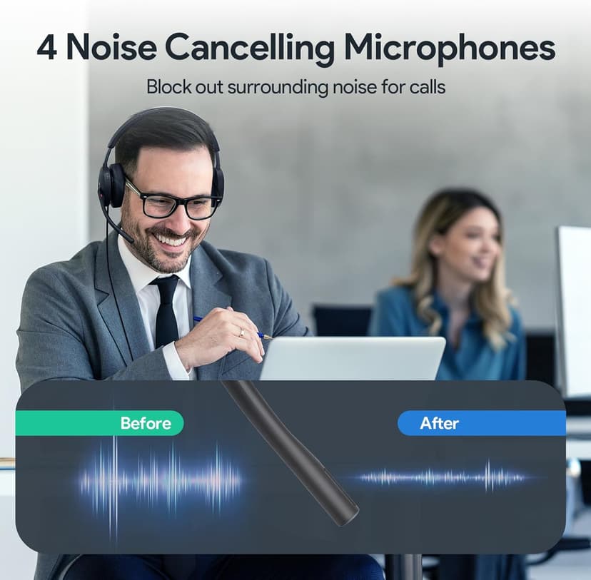 Yealink UH48 ANC Wired Headset with Microphone, Active Noise Cancelling USB Headphones for PC, MS Teams Certified Works with All Other Call Platforms, USB-A or USB-C Connectivity, Mute Button