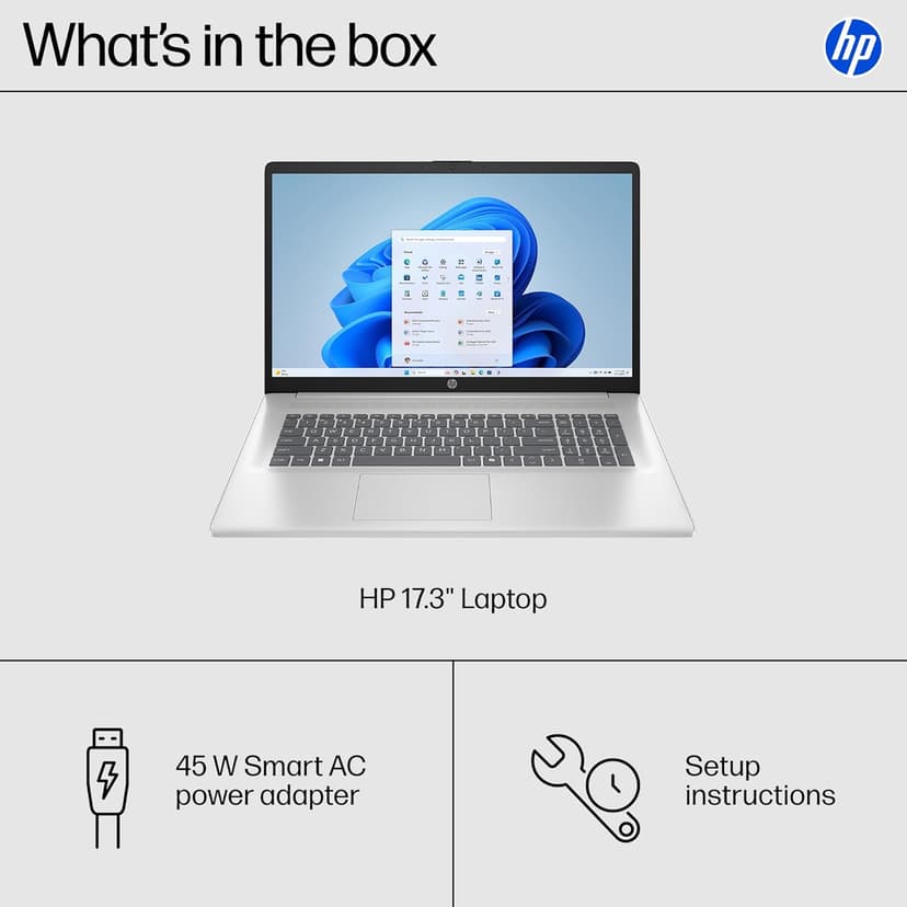 HP 17.3 inch Laptop, FHD Display, Intel Core i5-1334U, 16 GB RAM, 512 GB SSD, Intel Iris Xe Graphics, Windows 11 Home, Natural Silver, 17-cn3399nr