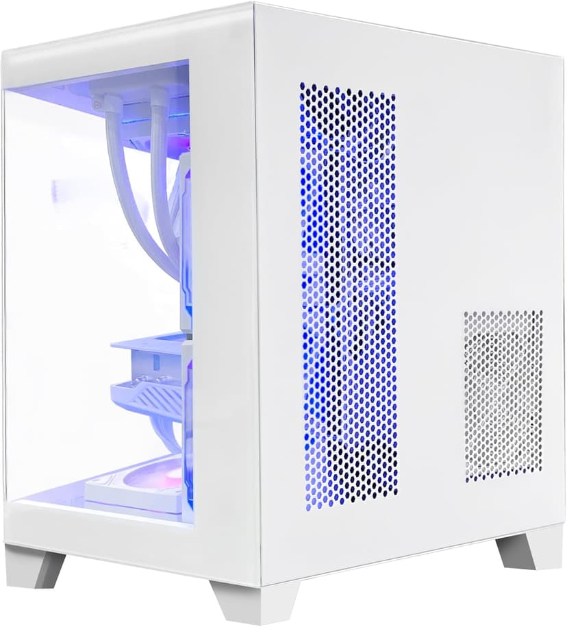 Panorama Gaming PC Desktop - AMD Ryzen 5 5600GT 3.6GHz, RTX 4060 8GB, 16GB DDR4 RAM 3200, 1TB M.2 PCIE SSD, 240mm AIO, 11AC Wi-Fi, Bluetooth, Windows 11 Pro 64-bit Desktop Computer, White