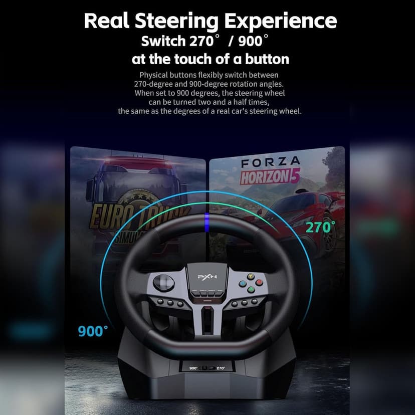 PXN PC Steering Wheel, Gaming Racing Wheel V9 GEN2 Universal USB Car Simulation 270/900° Race Driving Wheel With Pedals and Shifter for PC, Switch, Xbox One, Xbox Series X/S, PS4, PS3