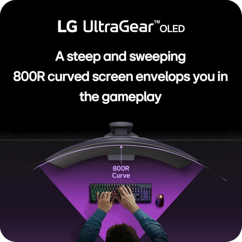 LG 45GS95QE Ultragear OLED Curved Gaming Monitor 45-Inch WQHD 800R 240Hz 0.03ms DisplayHDR True Black 400 AMD FreeSync Premium Pro NVIDIA G-Sync HDMI 2.1 DisplayPort Tilt/Height/Swivel Stand - Black