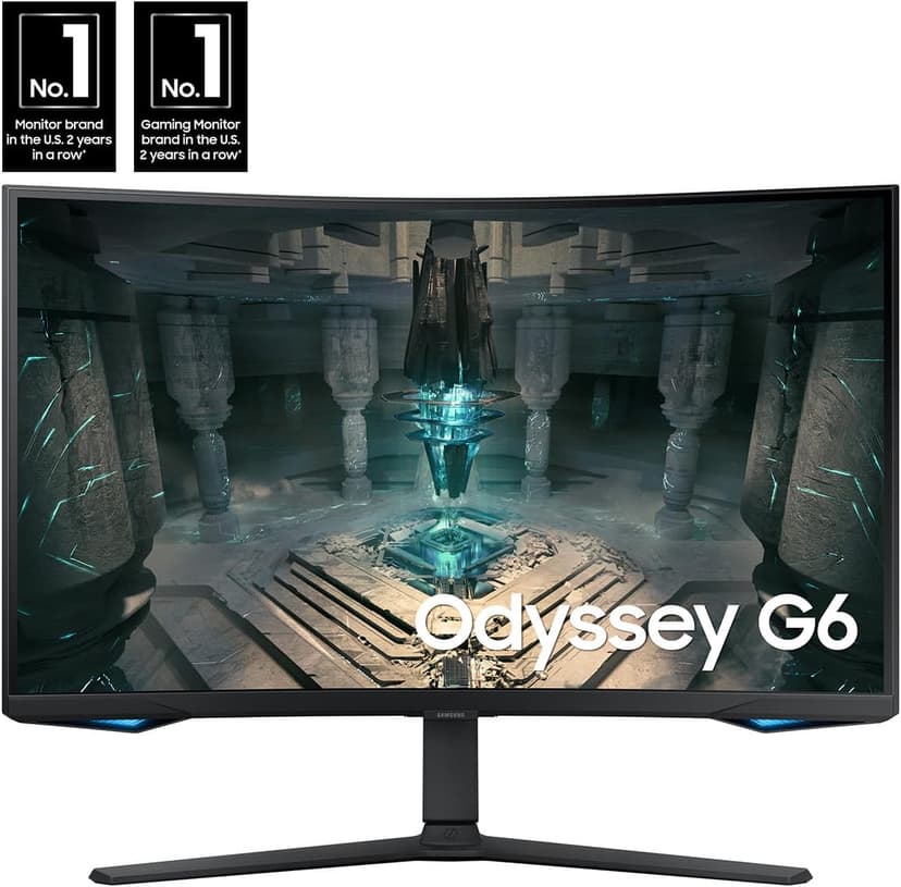 Samsung 32" Odyssey QHD G65B Curved Gaming Monitor, 240Hz, 1ms (GTG), HDR 600, Gaming Hub, 1000R, AMD FreeSync Premium Pro, LS32BG652ENXGO