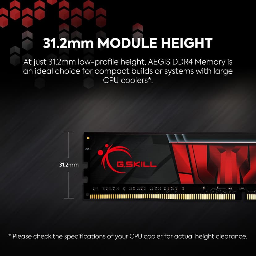 G.SKILL AEGIS Series (XMP) DDR4 RAM 32GB (2x16GB) 3200MT/s CL16-18-18-38 1.35V Intel AMD Desktop Computer Memory UDIMM (F4-3200C16D-32GIS)