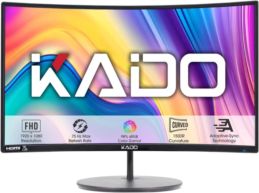 Kado Dual Monitor Setup - 2-Pack 27" Curved 1920x1080 Computer Monitor 1500R 75Hz VESA Mount HDMI Office Gaming Hybrid Built-in Speakers (C27X Dual Series)