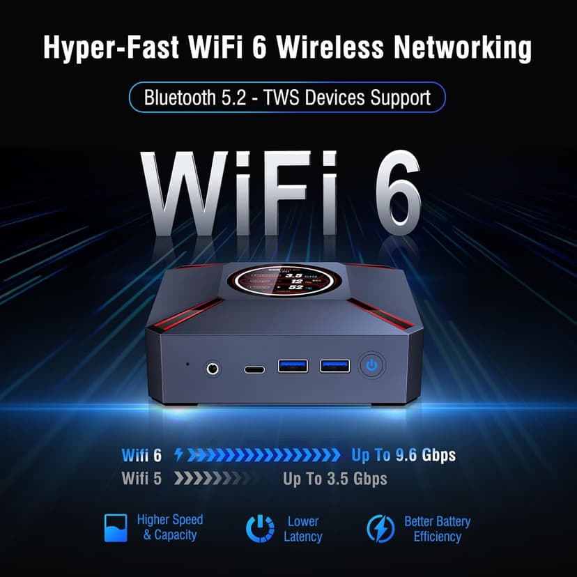 Advanced M9 Plus Compact Desktop PC with 2.1-Inch Display, Intel Core i9-12900HK (14C/20T, 5.0GHz), 32GB DDR4 RAM + 2TB NVMe SSD, Triple 4K Display, WiFi 6, BT 5.2, USB-C/Thunderbolt