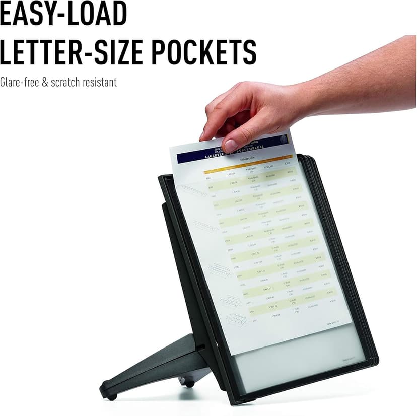 Durable Desktop Reference System with 5 Double-Sided Panels - Letter-Size 8.5" x 11" Inches - Black SHERPA SOHO Design - Desk Reference Organizer