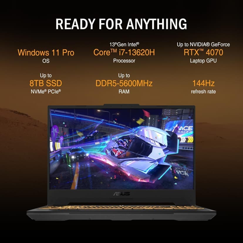 ASUS 2024 TUF 15.6 i7 RTX 4070 Premium Gaming Laptop, 13th Generation Intel 10-Core i7-13620H, 64GB DDR5 RAM, 2TB PCIe 4.0 SSD, RGB Backlit Keyboard, Thunderblot 4, Win11 PRO, W/Portable SSD