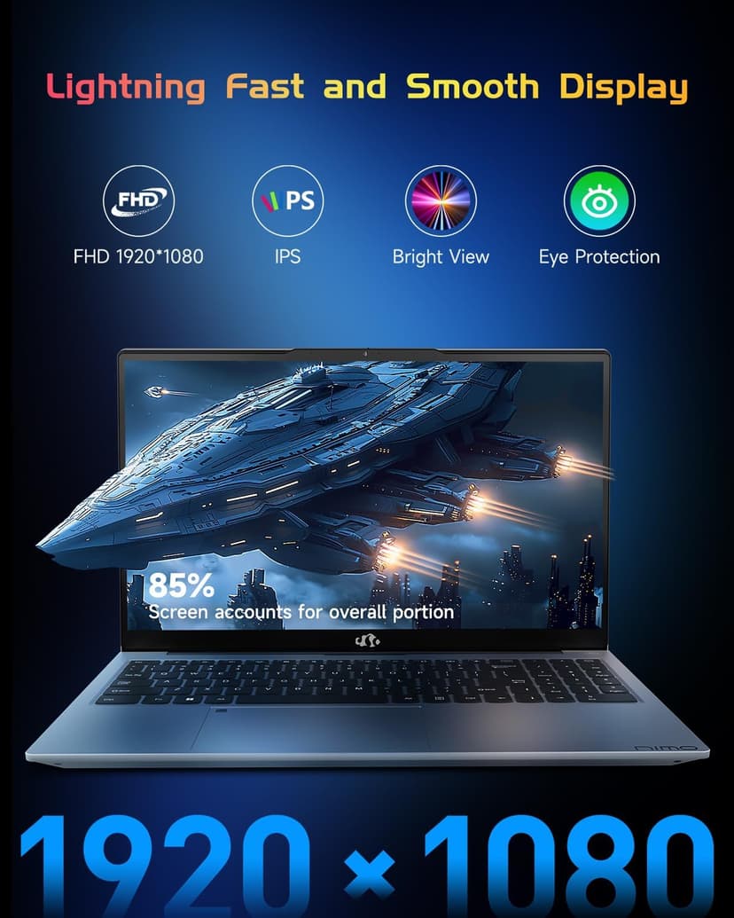 NIMO 15.6 IPS FHD-Student-Laptop, 16GB RAM 1TB SSD Intel Pentium Quad-Core N100 Backlit Keyboard Fingerprint (Beat to i3-1115G4, Up to 3.4GHz) Computer with WiFi 6 Numpad Win 11 Silver