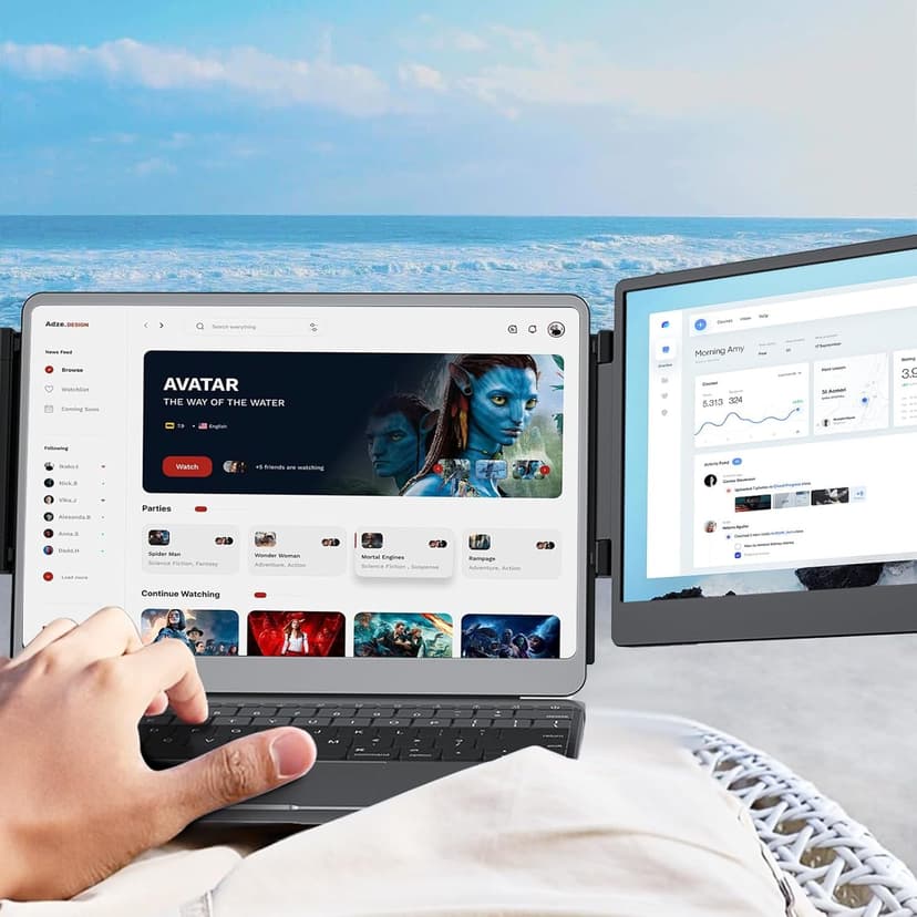 ZUMWALT Portable Laptop Screen Monitors Extender - 14" 1080P FHD Portable Monitors with Adjustable Stand for 13''-16.1'' Laptop, Plug and Play, Compatible with Wins/MacOS/Chrome/Android/PS5/Switch