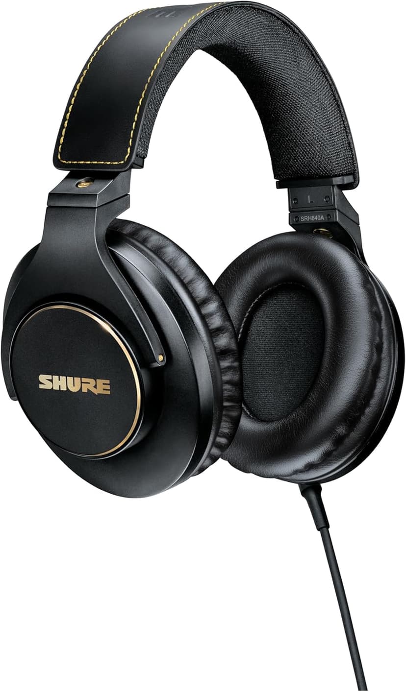 Shure SRH840A Over-Ear Wired Headphones for Critical Listening & Monitoring, Professional Headset, Tailored Frequency Response, Superior Detailed Sound, Adjustable & Collapsible Design - 2022 Version