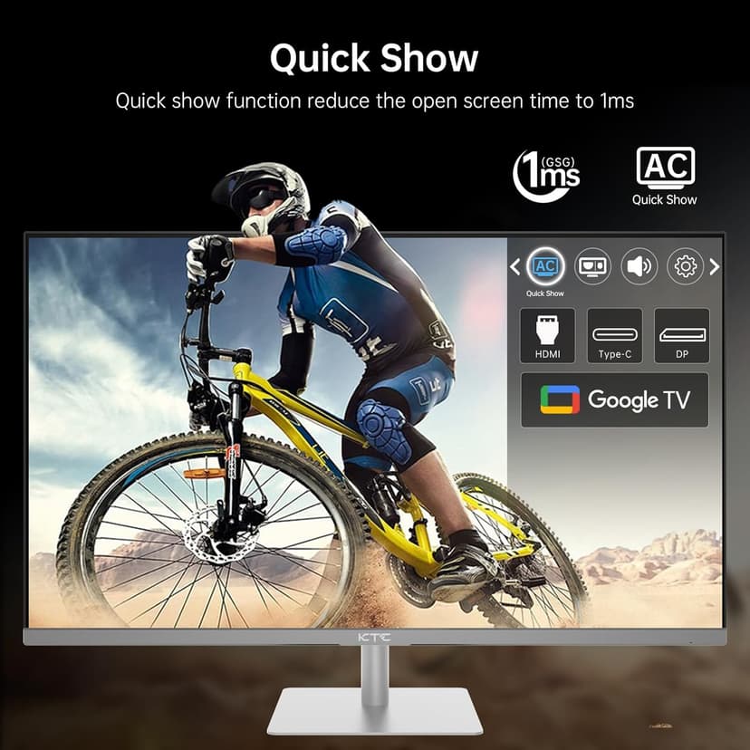 32 Inch 4K Smart Monitor with Google TV System 3840 * 2160P Netflix Licensed Type C 65W PD Speakers 5W*2 Dolby Audio Hey Google Voice Remote HDR WiFi Bluetooth VESA Tiltable 32 in Smart TV
