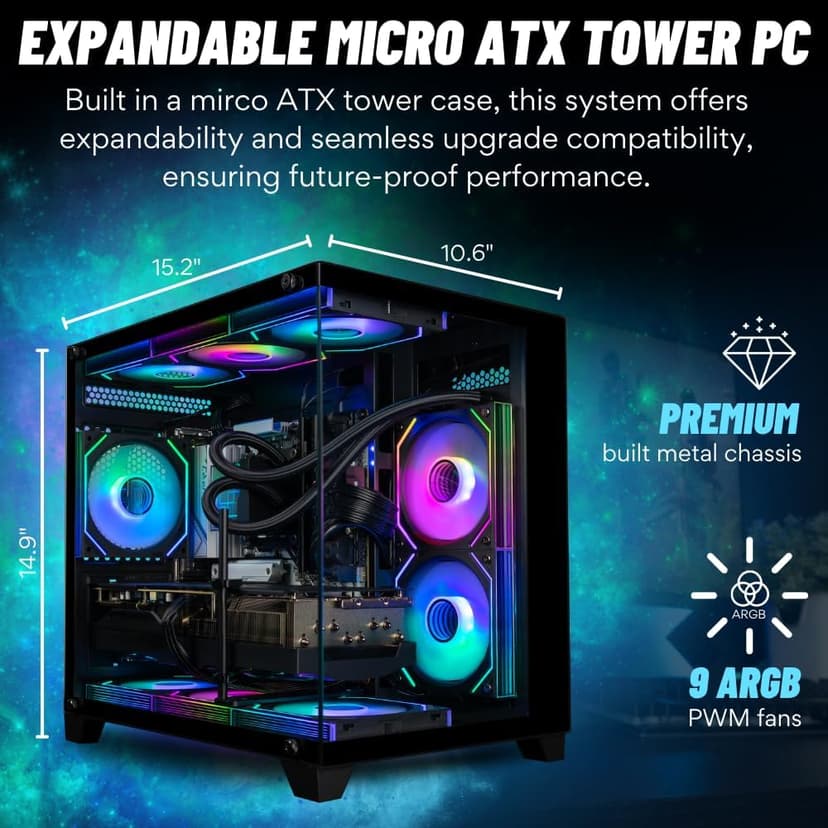 Panorama Gaming PC Desktop (NVD GeForce RTX 5080, Intel 24-Core i9-14900KF Processor, 96GB DDR5 RAM, 2x2TB Gen4 NVMe SSD, WiFi 6E, HDMI, Windows 11 Pro) Best 2025 Prebuilt Tower RGB Gamer Computer