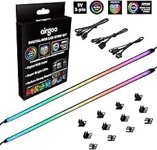 airgoo Addressable RGB PC LED Strip, AG-NEON-LS1 Diffused Silicon Rubber Tube Neon Strip, for 5V 3-pin argb Header or AG-DRGB16 SignalRGB Controller(Not Included), Come with Magnetic Brackets