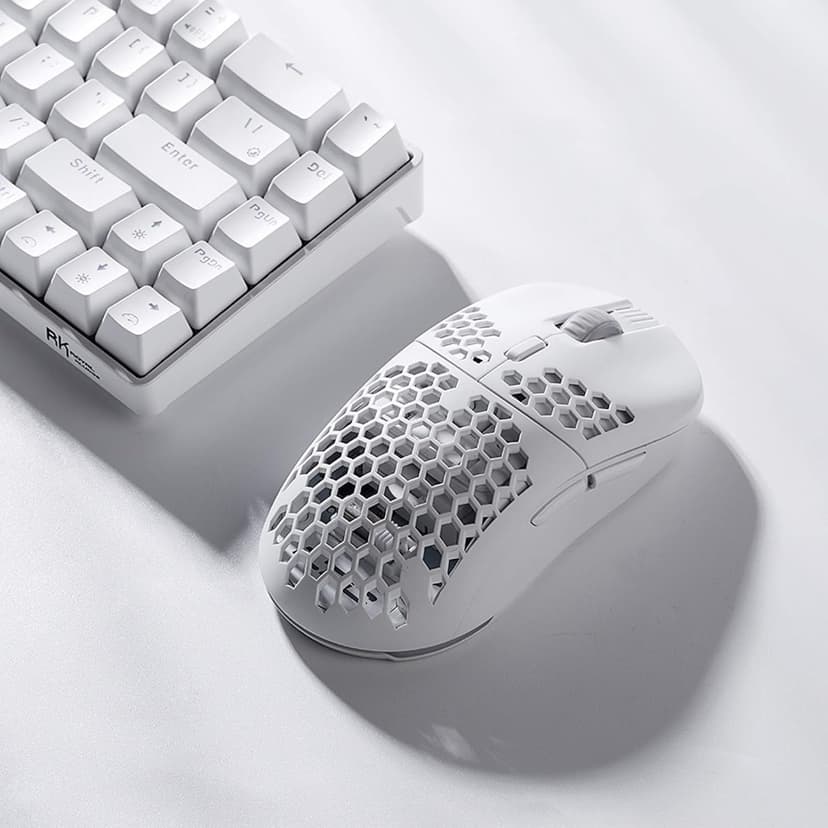 LTC WHM-001 Mosh Pit Wireless Gaming Mouse, 10,000 DPI 2.4Ghz/ Wired RGB Ambidextrous Mice w/Lightweight Honeycomb Shell, Ergonomic Shape for Right or Left Hand Use, for PC/Mac/Laptop, White