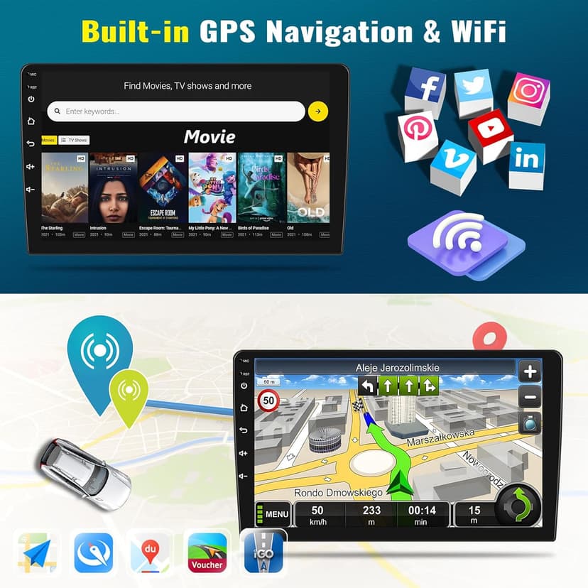 [8 Core 4G+64G] Android 13 Car Stereo for Dodge Ram 1500 2500 3500 2013-2019 with Wireless Apple Carplay Android Auto,9'' HD Touchscreen Dodge Ram Radio with WiFi,GPS/Bluetooth FM/RDS +Backup Camera