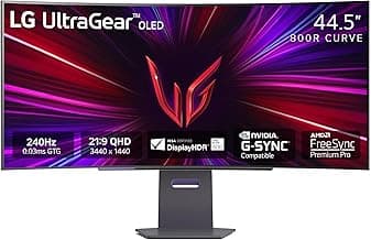 LG 45GS95QE Ultragear OLED Curved Gaming Monitor 45-Inch WQHD 800R 240Hz 0.03ms DisplayHDR True Black 400 AMD FreeSync Premium Pro NVIDIA G-Sync HDMI 2.1 DisplayPort Tilt/Height/Swivel Stand - Black