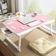 Laptop Bed Table, Laptop Desk for Bed, Foldable Laptop Bed Desk with USB Charge Port, Handle, Desktop Card Slot, Cup Slot, Side Drawer, Portable Laptop Table for Eating Reading Working