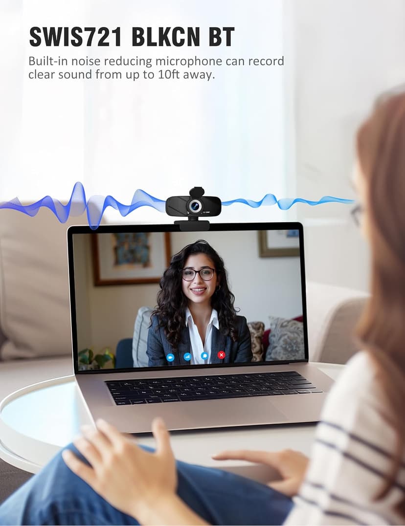 Full HD 1080P Webcam with Microphone and Rotatable Tripod, Light Correction, Wide Angle and Plug and Play Video Camera for Desktop PC or Laptop