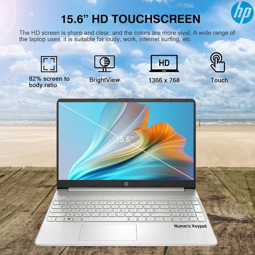 HP Flagship 15.6" HD Touchscreen Laptop Computer, 6-Core Intel i3 Processor, 16GB RAM, 1TB Storage (500GB SSD + 500GB Ext), Wi-Fi, Long Battery, HubxcelAccessory, Lifetime Office 2024, Win 11 Pro