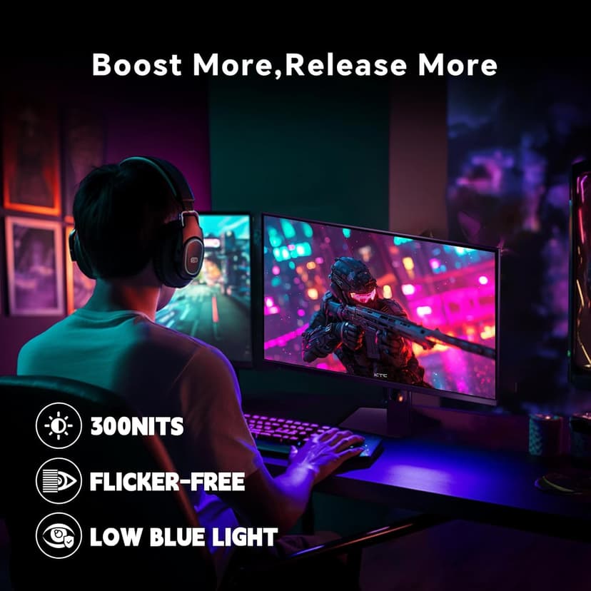 27 Inch Gaming Monitor 180Hz, Full HD 1920x1080 Fast IPS Computer Monitor, DP 1.4 & HDMI 2.1 Ports 1Ms FreeSync Frameless PC Gamer Monitor, HDR, VESA Mount, H27F22