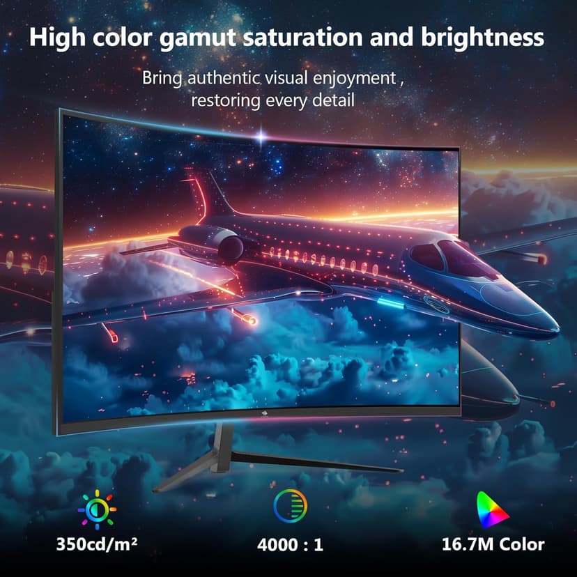 Z-Edge 27 inch Curved Gaming Monitor, FHD 1080P 280Hz Curved 1500R Computer Monitor, Ultra-Fast MPRT 1ms Monitor, 350nits, 16.7M Colors, 4000:1 Contrast, UG27P 2X DP 1.2 Ports and 2X HDMI 2.0 Ports