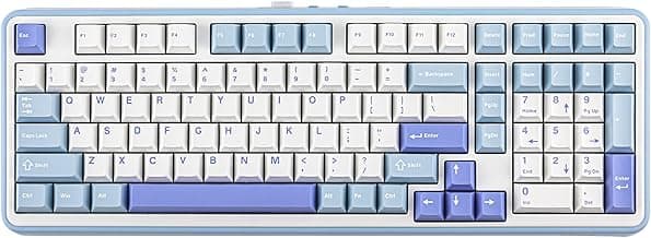 EPOMAKER TH99 Tri-Mode Wireless Mechanical Keyboard with 8000mAh Battery, Hot Swappable Custom RGB Gaming Keyboard with Numpad, Gasket Creamy for PC/Mac/Office (Blue&White)