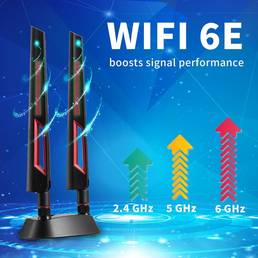 9dBi WiFi 6 6E Tri-Band 2.4GHz + 5 GHz + 6GHz Magnetic Base Gaming Antenna for WiFi 6 6E Router PC Desktop Computer PCI-E Card Bluetooth Gaming Motherboard
