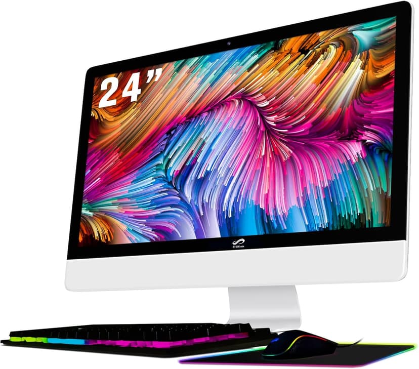 STGSivir All in One Desktop Computer 24" FHD Display, Intel Core i7 up to 3.9GHz, 16G Memory, 512G SSD, WiFi 5, Bluetooth, RGB Keyboard & Mouse & Mouse Pad, Webcam, Windows 10 Home