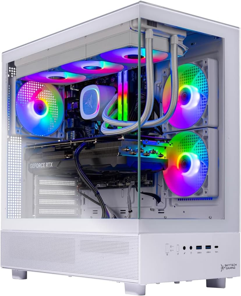 Skytech Azure Gaming PC Desktop, Ryzen 7 9700X 3.8 GHz (5.5GHz Turbo Boost), NVIDIA RTX 4060 8GB GDDR6, 1TB SSD, 16GB DDR5 RAM 6000, 650W Gold PSU, 360mm ARGB AIO, Wi-Fi, Win 11 Home