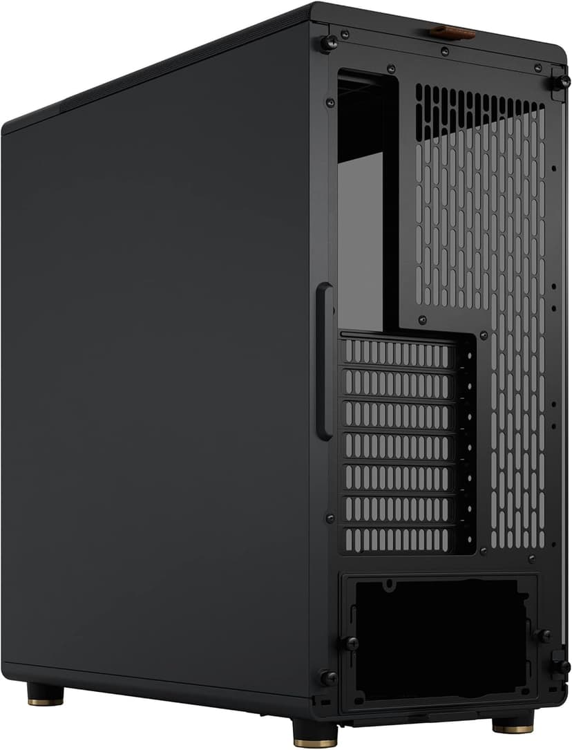 Fractal Design North Charcoal Black Tempered Glass Dark - Genuine Walnut Wood Front - Glass Side Panel - Two 140mm Aspect PWM Fans Included - Type C USB - ATX Airflow Mid Tower PC Gaming Case