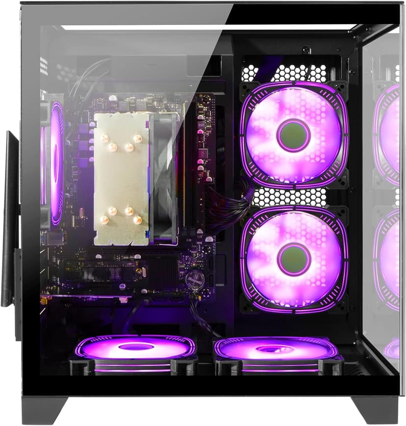 LXZ Desktop PC Computer AMD Ryzen 5 5600GT 6 core 3.9GHz, 16G DDR4 RAM, 512G NVME SSD, Tower Computer for Home and Office (Black)