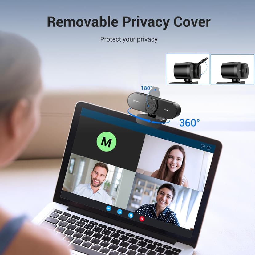 4K Webcam for PC with Tripod, PDAF Autofocus, 1080P@60FPS, 79° FOV, Low Distortion, 2 Noise Reduction Mics, Privacy Cover, Plug&Play, PC Camera for Skype, Teams, Zoom, NewEye 62 Kit