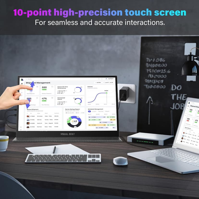 17.3'' 4K Portable Touchscreen Monitor, UHD 500Nits 100% AdobeRGB IPS HDR Travel Display, USB, Type-C & HDMI, Dual Speakers, VESA & Smart Cover - for Laptop PC Phone PS4/5 Xbox etc.