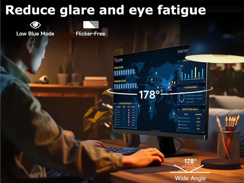 24 Inch Monitor, FHD 100Hz 1080P, IPS 16:9 Frameless Computer Monitor, 99% sRGB, Low Blue Light Eye Care, FreeSync, PC Screen Built-in Speakers, HDMI VGA Display, VESA, Tilt Adjustable, Black