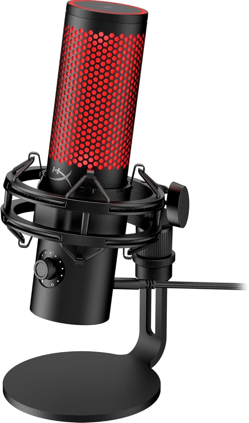 HyperX QuadCast 2 – USB Microphone for Gaming, Streaming and Podcasting, with On-Board Controls, LED Lighting, Removable Shock Mount, PC, Mac, PS5, PS4, USB-C - Black