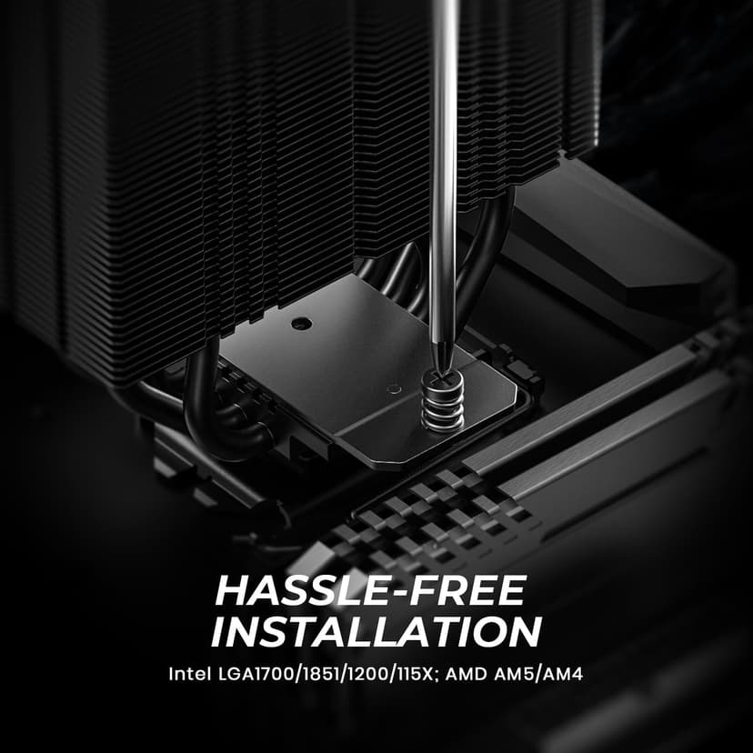 ID-COOLING FROZN A410 DK CPU Cooler, All-Black Layout Single Tower with 2x120mm FDB Fans in a Push-Pull Configuration, Noninterference with RAM, Compatible with Intel and AMD Latest Sockets