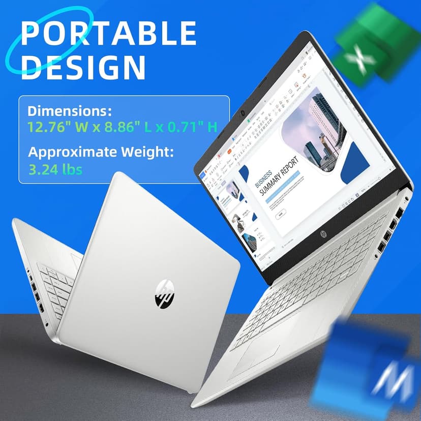 HP 14 Business Student Laptop • w/Office Lifetime License & Free DVD Drive • Intel 4-Core CPU • 14" Anti-Glare Display • Copilot • Win 11 Pro • 16GB RAM • 128GB UFS • 256GB Extend Micro SD • Wi-Fi 6