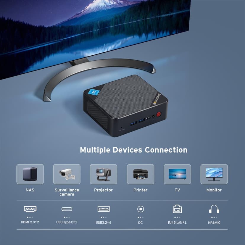 B100 Mini PC, Inte 12th N100 Processor Desktop Office PC (up to 3.4GHz) 16GB RAM, 512GB M.2 SSD, Triple Display Mini Computer, Dual HDMI Ports, 2.5G LAN, WiFi 5, Bluetooth 4.2