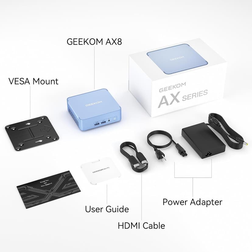 GEEKOM AX8 Pro Ai Mini PC,AMD Ryzen R7-8845HS (8C/16T,up to 5.1GHz) Mini Computers, 32GB DDR5 5600Mhz RAM&1TB PCIe Gen 4 SSD, Mini Desktop Windows 11 Pro, AMD Radeon 780M /WiFi 6E/BT5.2/2.5G LAN