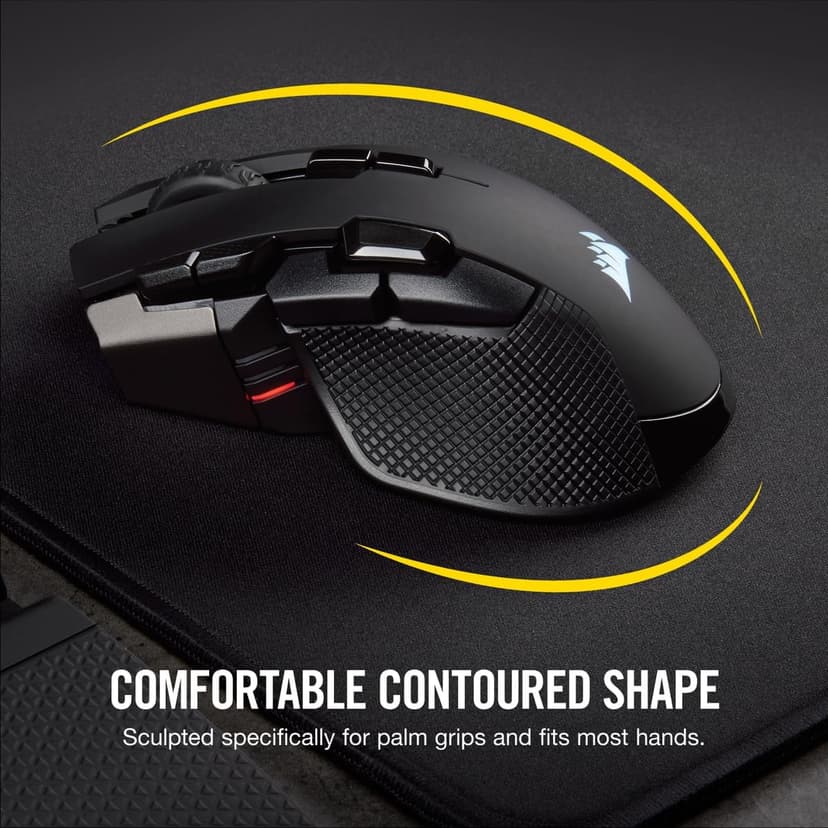 Corsair IRONCLAW WIRELESS RGB Rechargeable Gaming Mouse with Slipstream Technology - 18,000 DPI - 3-Zone RGB Multi-Color Backlighting - Black