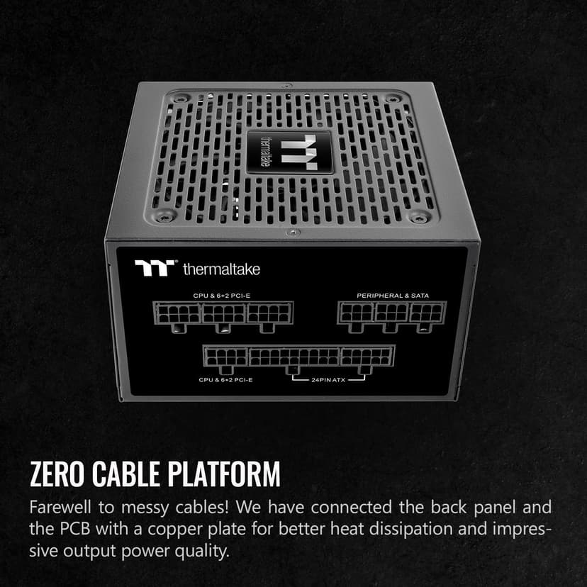 Thermaltake GF1 (2024) Fully Modular ATX 850W Power Supply - 80 Plus Gold - Ultra Quiet - Zero RPM, PS-TPD-0850FNFAGU-P