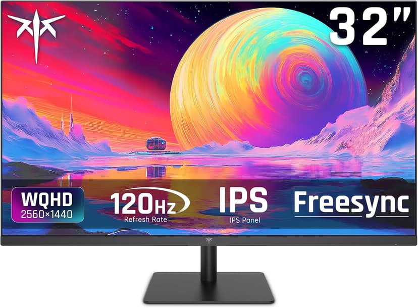32 Inch 2K Computer Monitor, IPS 1440p Monitor with Ultra-Thin Bezels, HDR10, Freesync/G-sync, HDMI/DP Ports, Tilt Adjustable, Eyecare, Ideal for Business, Office, and Casual Gaming