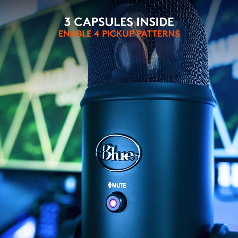 Logitech Creators Blue Yeti USB Microphone for Gaming, Streaming, Podcast, YouTube, Discord, PC, Studio Sound, Plug & Play-Blackout