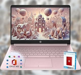 HP 14 Laptop • Back to School Limited Edition with Microsoft 365 • 4-Core Intel CPU • 16GB RAM •1600GB Storage (64GB OnBoard + 512GB P500 Portable SSD + 1TB OneDrive) • Pink • Win 11
