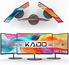 Kado Triple Monitor Setup - 3-Pack 24" 1920x1080 Curved Computer Monitor 1500R 75Hz VESA Mount HDMI Office Gaming Hybrid Sim Racing Built-in Speakers (C24 Trio Series)