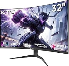 32Inch 240Hz Curved Gaming Monitor, 1000R VA, QHD(2560x1440p), 4000:1 Contrast, Support FreeSync GSync, HDMI2.0(144hz)/DP1.4(240hz)/Earphone, Tilt, Xbox PS5 Switch, 2K Computer Monitor for Gamer