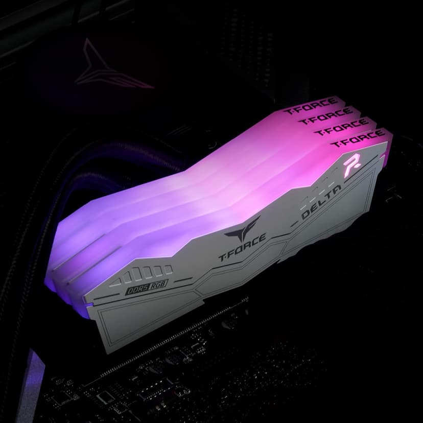 TEAMGROUP T-Force Delta RGB DDR5 Ram 32GB (2x16GB) 6400MHz PC5-51200 CL32 Desktop Memory Module Ram for 600 700 Series Chipset XMP 3.0 Ready White FF4D532G6400HC32ADC01