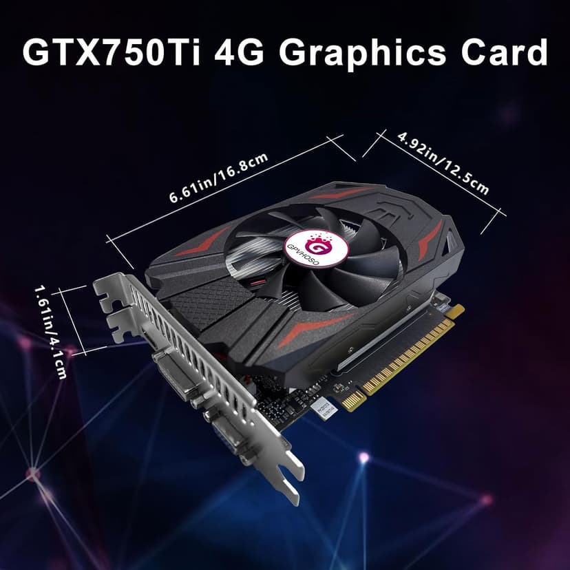 GTX 750Ti 4GB GDDR5 Graphics Card, 640SP 128bit Direct X12 Computer Video Cards, PCI Express 3.0x16 Interface, VGA, HDMI, DVI-D, Low Power GPU for Working Gaming