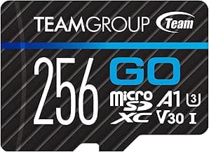 TEAMGROUP GO Card 256GB Micro SDXC UHS-I U3 V30 4K for GoPro & Action Cameras High Speed Flash Memory Card with Adapter for Outdoor, Sports, 4K Shooting TGUSDX256GU303